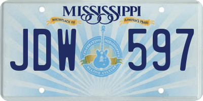 MS license plate JDW597
