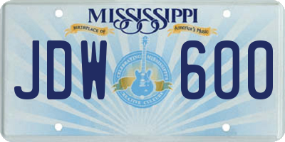 MS license plate JDW600