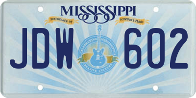 MS license plate JDW602