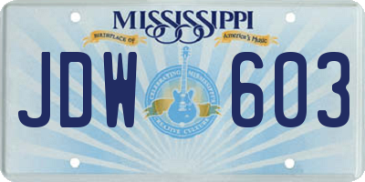 MS license plate JDW603
