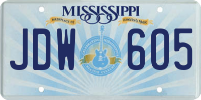 MS license plate JDW605
