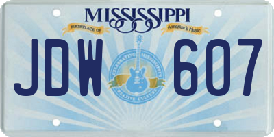MS license plate JDW607