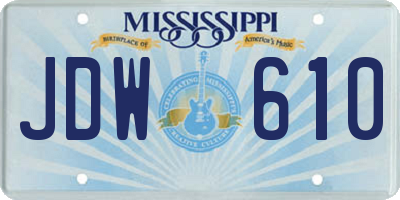 MS license plate JDW610