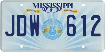 MS license plate JDW612
