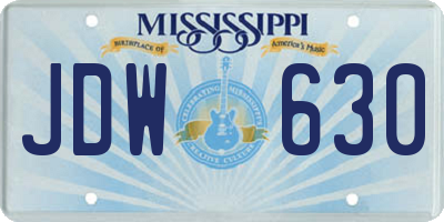 MS license plate JDW630