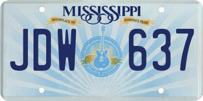 MS license plate JDW637