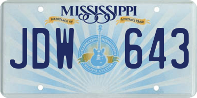 MS license plate JDW643