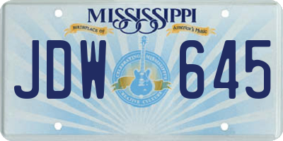MS license plate JDW645