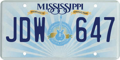 MS license plate JDW647