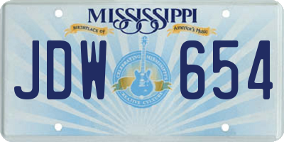 MS license plate JDW654