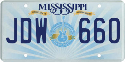 MS license plate JDW660