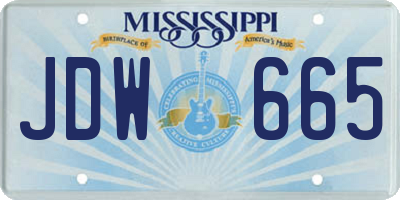 MS license plate JDW665