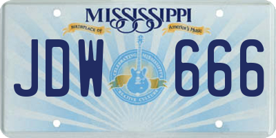 MS license plate JDW666