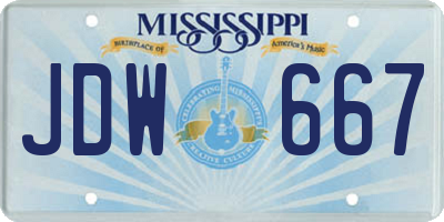 MS license plate JDW667