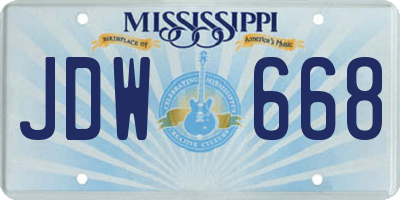 MS license plate JDW668