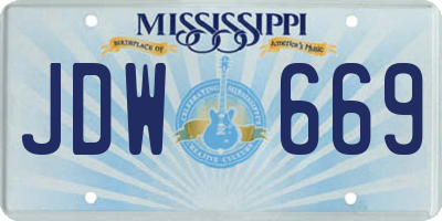 MS license plate JDW669