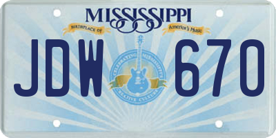 MS license plate JDW670