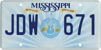 MS license plate JDW671