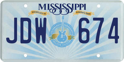 MS license plate JDW674