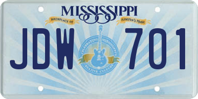 MS license plate JDW701