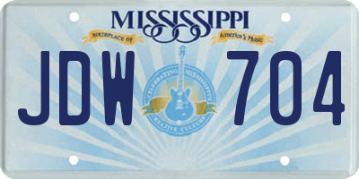 MS license plate JDW704