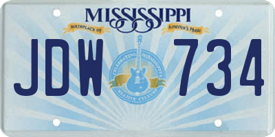 MS license plate JDW734