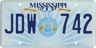 MS license plate JDW742