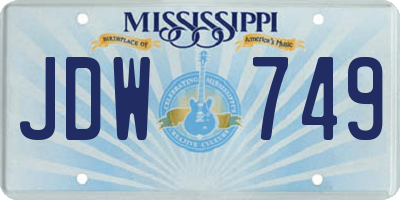 MS license plate JDW749