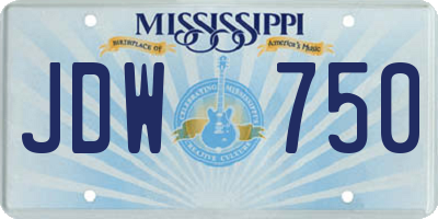 MS license plate JDW750