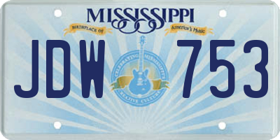 MS license plate JDW753