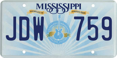 MS license plate JDW759