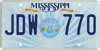MS license plate JDW770