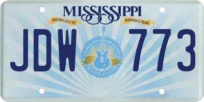 MS license plate JDW773