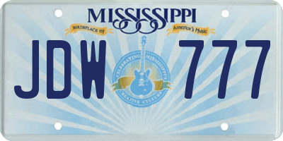 MS license plate JDW777
