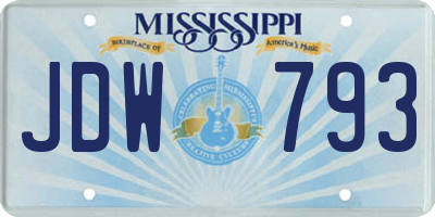 MS license plate JDW793