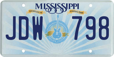 MS license plate JDW798