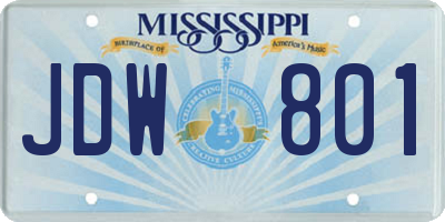 MS license plate JDW801