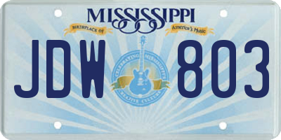 MS license plate JDW803
