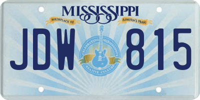 MS license plate JDW815