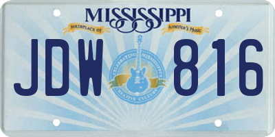 MS license plate JDW816