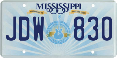 MS license plate JDW830