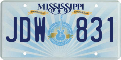 MS license plate JDW831