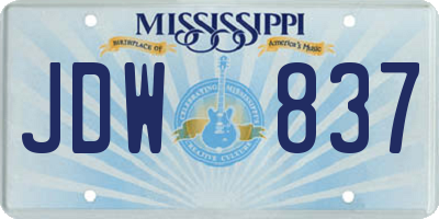 MS license plate JDW837