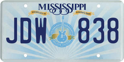 MS license plate JDW838