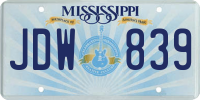 MS license plate JDW839