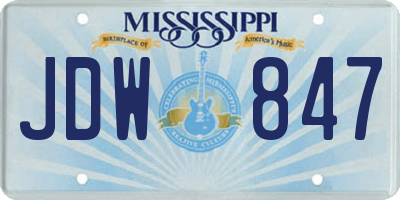 MS license plate JDW847