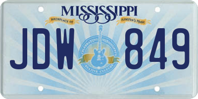 MS license plate JDW849