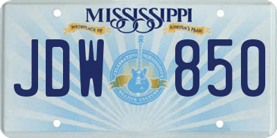 MS license plate JDW850