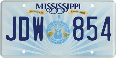 MS license plate JDW854