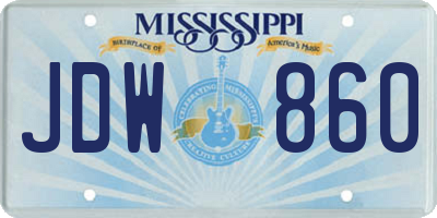 MS license plate JDW860